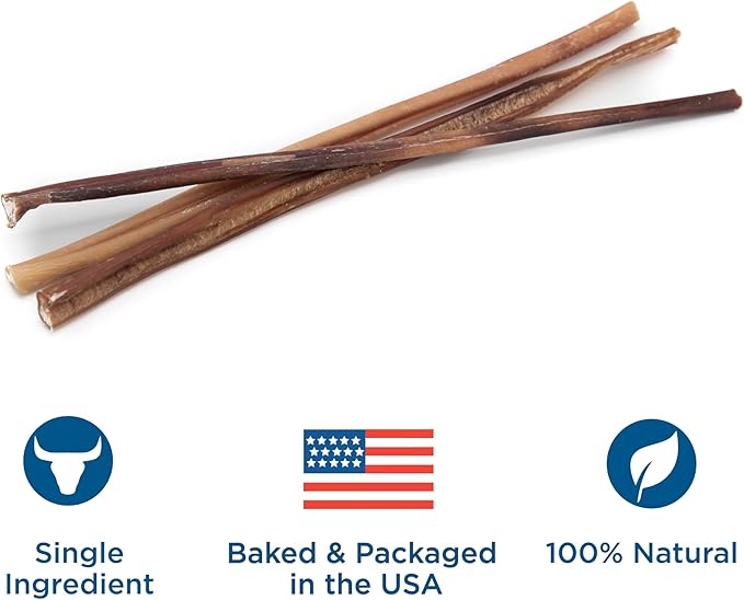 Best Bully Sticks 12 Inch Thin Bully Sticks for Dogs - 24 Count (Pack of 1) - Natural Grain and Rawhide Free, Puppies, Seniors, Small Breeds