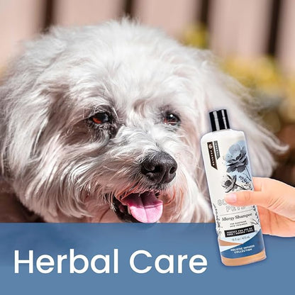 Gou Gou Pets Holistic Natural Derived Allergy Pet Shampoo: Veterinarian Recommended: Soothing Skin Allergies and Skin Issues for Dogs, Cats and Horses - Made in USA - 16 oz