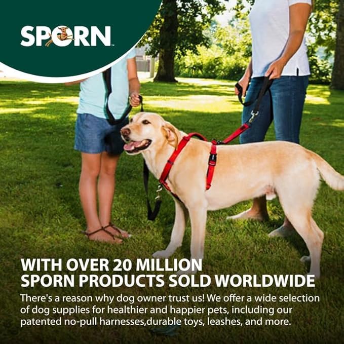 SPORN Ultimate Control No Pull Dog Harness for Large Dogs - 4-in-1 Adjustable L/XL Dog Harness with Front, Back & Dual-Clip Options & Emergency Grab Handle - Easy On/Off, Padded Comfort (Red, L/XL)