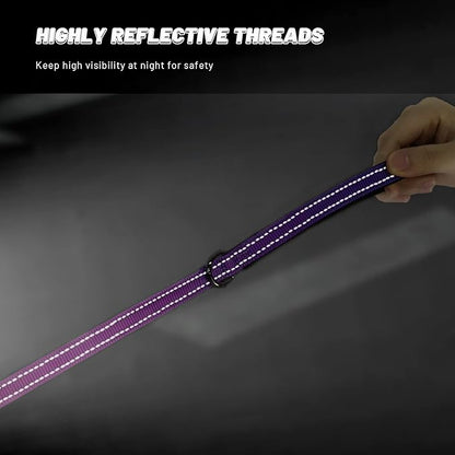 Roses&Poetry Reflective Dog Collar and Leash for Large Dogs, Purple Collars with Leashes Set, Adjustable Durable Pet Personalized Collars Leash for Medium Large Dogs （Mistyrose-L