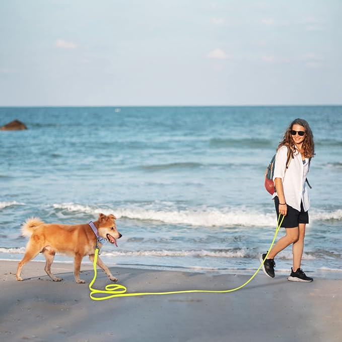 Wolfone 5ft Yellow Long Leash - Waterproof Training Dog Leash for Recall, Swimming, Camping, Beach, Hunting, Walking