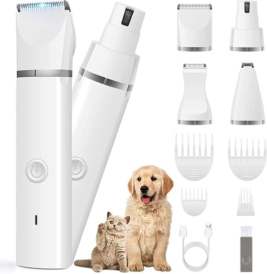 Veeconn Dog Clippers Grooming Kit Hair Clipper-Low Noise Paw Trimmer- Rechargeable - Cordless Quiet Nail Grinder Shaver for Cats and Other Pets
