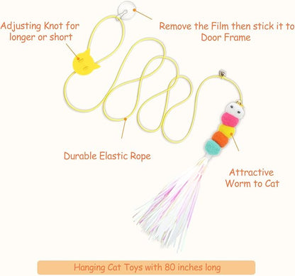 Atosun Interactive Cat Toys, 15PCS Cat Wand and Feather Toys for Indoor Cats, Reusable Suction Cup Toys for Kittens Play Exercise (Suction Model)