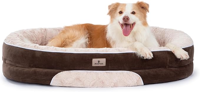 PetFun Orthopedic Dog Bed Couch for Large Sized Pets with Egg Foam Support, Four-Sided Bolster Cushions, Soft Tear-Resistant Fabric, and Removable Machine Washable Plush Cover
