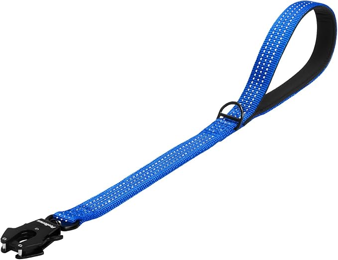 PetBonus Heavy Duty Short Dog Leash, 24 Inch Nylon Traffic Leash with Quick Release Clip, Comfortable Padded Handle, Reflective Training Lead for Medium Large Dogs (Dark Blue, 24")