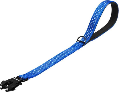PetBonus Heavy Duty Short Dog Leash, 24 Inch Nylon Traffic Leash with Quick Release Clip, Comfortable Padded Handle, Reflective Training Lead for Medium Large Dogs (Dark Blue, 24")