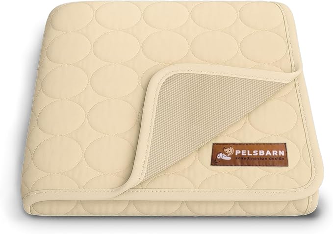 Pelsbarn Dog Cooling Mat- Ice Silk Summer Comfort, Self Cooling, Non-Slip Dog Pad, Durable & Washable, Mat for Medium Dogs 19"" x 25"", Support Shelter Dogs with Every Purchase (Beige)