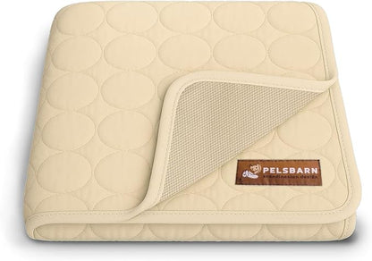 Pelsbarn Dog Cooling Mat- Ice Silk Summer Comfort, Self Cooling, Non-Slip Dog Pad, Durable & Washable, Mat for Extra Large Dogs 33"" x 45"", Support Shelter Dogs with Every Purchase (Beige)