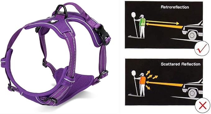 JUXZH Truelove No Pull Dog Harness with Easy Control Handle and 2 Leash Attachments,Reflective Adjustable Pet Vest