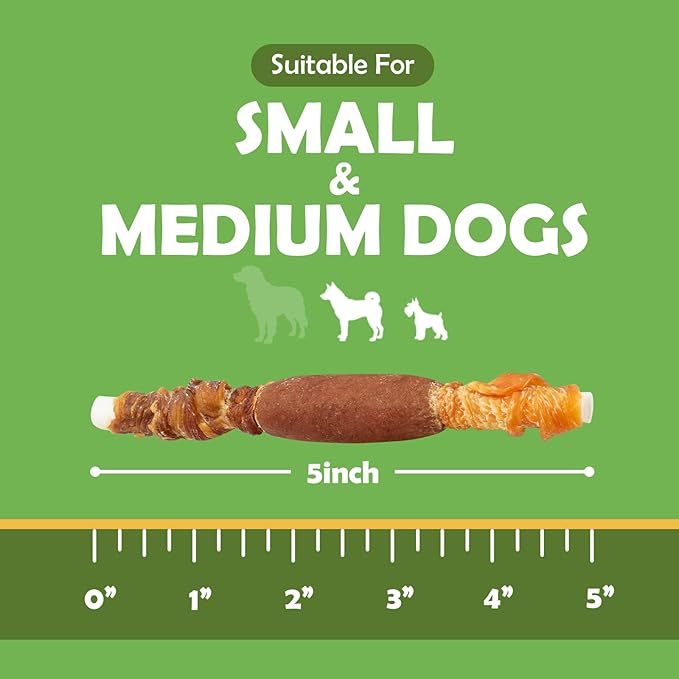 MON2SUN Dog Treats, Triple Flavor 5 Inch Chicken Liver Duck and Chicken Wrapped Rawhide Snacks for Small and Medium Dogs, 31.75 Oz (45 Count-Pack of 1)
