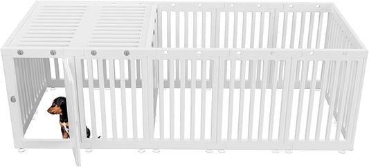 AOOLE Dog Playpen with Door & Cover Top,18*Fence Panel Puppy Playpen, 2 Room Dog Crate, Pet Playpen for Small & Medium Dogs, Puppy Play Pen for Indoors & Outdoor