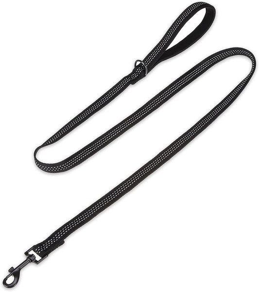 PUPTECK Reflective Dog Leash with Comfortable Padded Handle Durable Nylon Dog Lead for Small Medium and Large Dogs Cats Walking Running Training Outside, Black, M