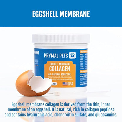 Eggshell Membrane Collagen for Dogs - Non-Gelatin and Non-Bone Marrow Based, All Natural Premium Dog Collagen Powder from Eggshell Membranes: Supports Pet Hips, Joints, Nails, Fur and Digestion.
