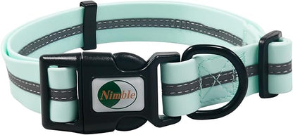 NIMBLE Dog Collar Waterproof Pet Collars Adjustable, Reflective, Durable Flex Poly Coated Nylon Basic Dog Collars 9 Colors in Size S/M/L (Light Blue, Small (9.45”-14.17”inches))