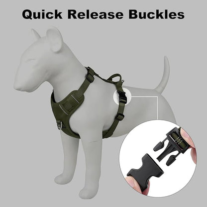 Plutus Pet No Pull Dog Harness, Reflective Adjustable Dog Vest Harness with Handle, Escape Proof, Soft Padded for Small Medium Large Dogs (Ranger Green, S)