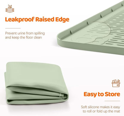 Pee Pads for Dogs, 40" x 28" Extra Large Reusable Dog Silicone Mat for Floor Protector, Washable Non-Slip Dog Training Pads for Potty Training (Green)