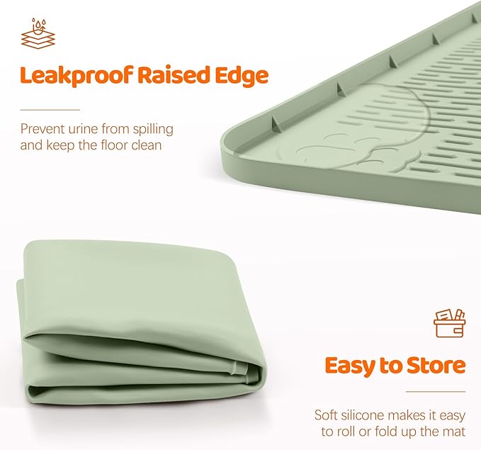Pee Pads for Dogs, 50" x 35" Extra Large Reusable Silicone Mat, Washable Puppy Training Pads for Potty Training, Non-Slip, Leak-Proof, Indoor Floor Protection (Green)