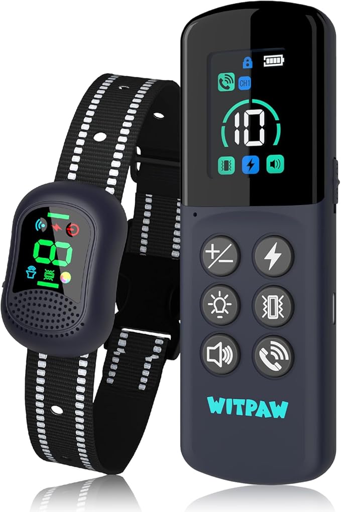 WITPAW Dog Shock Collar 4900FT Dog Training Collar with Remote/Call Function/Light IP67 Waterproof Electric Collar for Dogs Rechargeable E-Collar for All Breeds, 4 Training Modes(10-120Ibs)