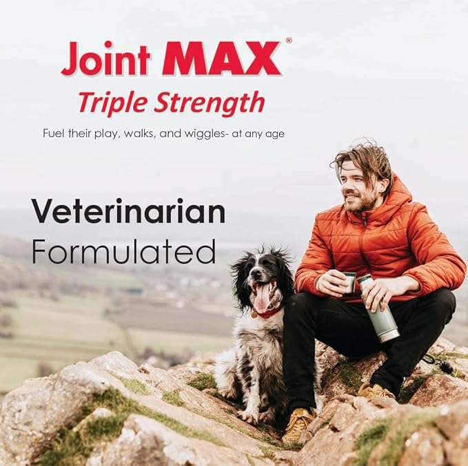 Joint Max TS Joint Supplement Vet Formulated Pain & Inflammation Relief Treats Hip Dysplasia & Arthritis, Glucosamine, Chondroitin, Turmeric, MSM, HA, Creatine, Omega 3 EPA + DHA.120 Soft Chews