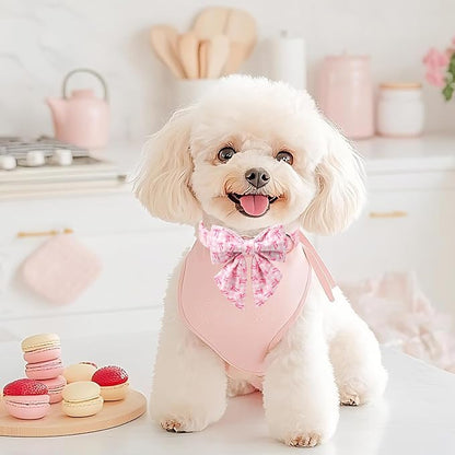 Girl Dog Collar with Lady Bow - Elegent Spring Dog Collrs Girly Pink Bow Sailor Bowtie Collars, Adjustable Metal Buckle Female Dogs Collar for Small Medium Large Dogs M