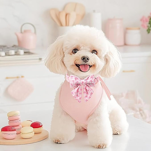 Girl Dog Collar with Lady Bow - Elegent Spring Dog Collrs Girly Pink Bow Sailor Bowtie Collars, Adjustable Metal Buckle Female Dogs Collar for Small Medium Large Dogs XL
