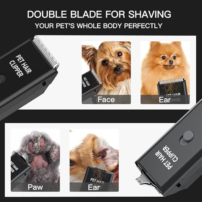 Tileon Feet Hair Trimmer, Dog Clippers,Quiet Washable USB Rechargeable Cordless Dog Grooming Kit,Electric Pets Hair Trimmers Shaver Shears for Dogs and Cats Black