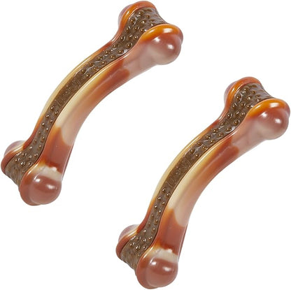 Dog Bones Chew Toys for Aggressive Chewers, 2 Pack Real Chicken Flavor,Indestructible Dog Teething Chew Toys for Large/Medium/Small Breed,Tough Toy with Durable Nylon