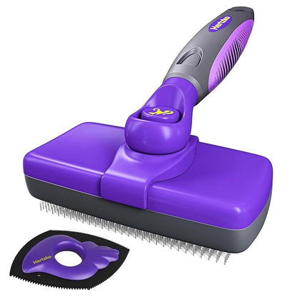Hertzko Dog Slicker Brush and Dog Hair Remover - Self-Cleaning Brush for Cats and Dogs - Pet Hair Remover Brush for Fur - Gently Removes Mats, Tangles, and Loose Hair - Ideal for Home Use