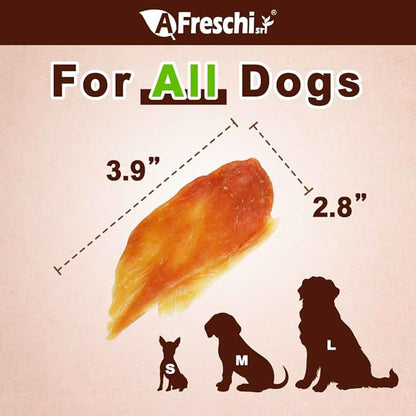 A Freschi srl Natural Turkey Dog Treats, USA-Sourced Trukey, All-Natural, Hypoallergenic, High-Protein, Low-Fat, Healthy & Easily Digestible, Dog Snack, Jerky 12 oz