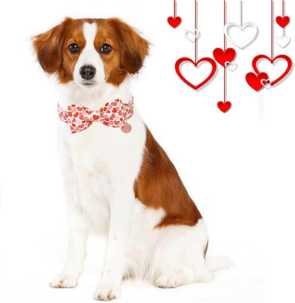 Valentine’s Day Dog Collar with Bow Tie,Donut Heart Bowtie Collar with Metal Buckle,Valentine’s Day Gift Pet Collar for Puppy Girl Boy Dog or Cat, Comfortable Dog Collar, S, Neck 10-16in