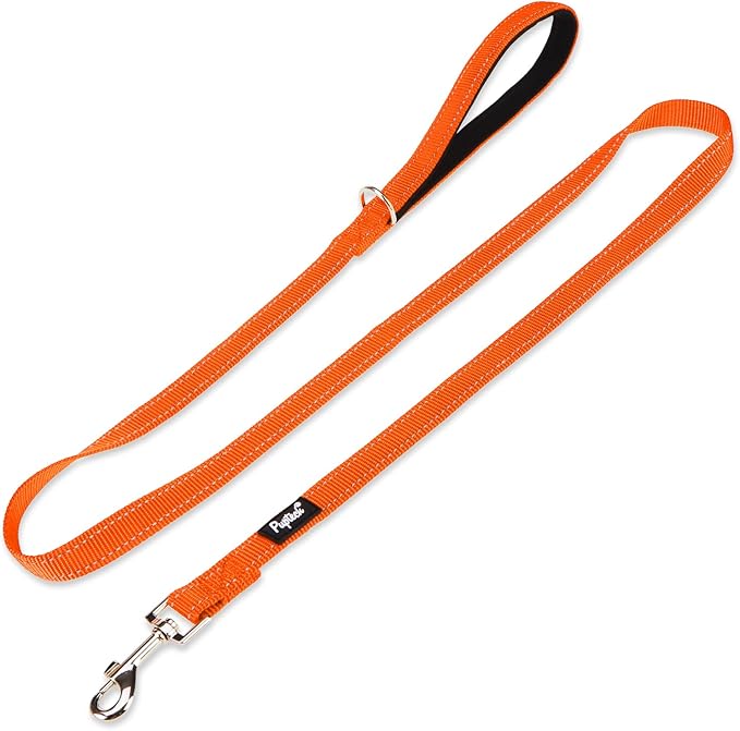 PUPTECK Reflective Dog Leash with Comfortable Padded Handle Durable Nylon Dog Lead for Small Medium and Large Dogs Cats Walking Running Training Outside, Orange