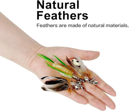 TTcat Cat Feather Wand Toys,Retractable Wand Toy with 3 Mini Insect Refills, Transparent Carbon Wire,Interactive Cat Toy Kitten Toy for Indoor Cats to Play Chase Exercis.