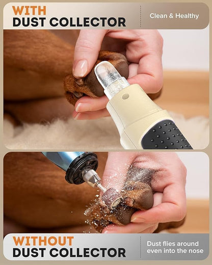 7-Speed Dog Nail Grinder with LED Light – Ultra Quiet Electric Pet Nail Trimmer for Large Dogs & Cats – Professional Grooming Tool with Dust Collector, One-Hand Speed Control & Instant Stop Safety