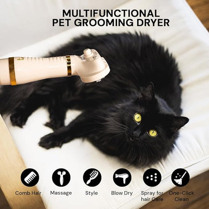 Pet Steam Brush Grooming Dryer for Dogs & Cats – 3-in-1 Grooming Tool with Gentle Steam, 600W Motor, Deshedding, Drying & Fur Fluffing for All Coat Types