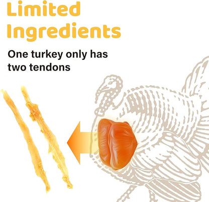 iPaw Turkey Tendons for Dogs, 100% Turkey and US Sourced Raw Material, Hypoallergenic, All Natural Human Grade Puppy Chew, Rawhide Alternative Dog Treats, 5 Unit/Pack Strip