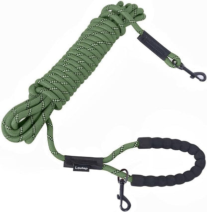 Long Leash for Dogs 10ft 16ft 30ft 50 Feet 100 Foot Tie Out Check Cord Recall Obedience Rope Lead Extra Longline Long Dog Leash for Small Medium Large Dogs Outdoor Training Camping Tracking