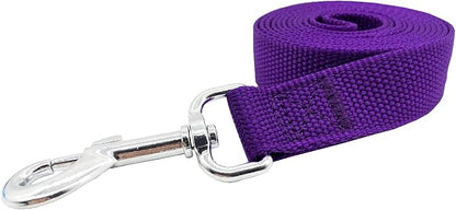 Nylon Dog Training Leash, Traction Rope, 4Ft /5 Foot /6 Feet Long, 5/8 inch 3/4 Inch 1 Inch Wide, for Small and Medium Dogs (Purple, 1'' x 15 FT)