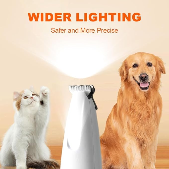 Dog Paw Trimmer,Furry Basics Pet Hair Trimmer,Saffory Dog Paw Trimmer with LED Light,Low Noise USB Rechargeable,Waterproof Pet Hair Shaver for Dogs and Cats