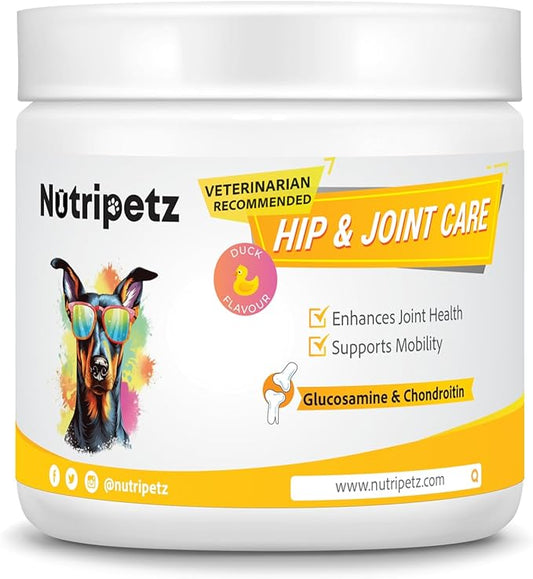 Hip & Joint Supplement for Dogs – NutriPetz Turmeric & Hemp Chews – Joint Pain Relief & Mobility Support – Glucosamine Dog Treats, All Breeds & Ages, 120 Soft Chews