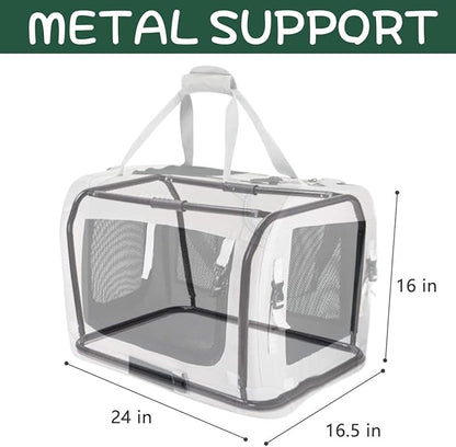 Petseek Extra Large Cat Carrier Soft Sided, Portable Small Dog Carrier for 2 Cats, 24"x16.5"x16" Car Travel Folding Comfortable Design, Green