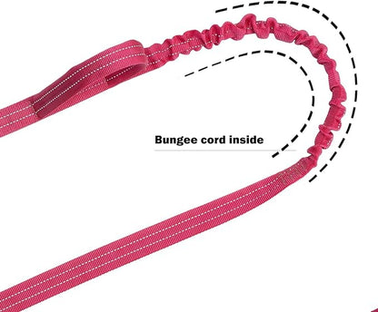 ICEFANG Tactical Dog Leash,K9 Training Walking Bungee Lead with 2 Control Handle,Heavy Duty Quick Release Metal Clasp,for Medium Large Breed (Reflective Rose, 6 FT)