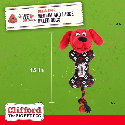 Clifford® Busy Body Rope ‘n Wrangle Durable Dog Rope Toy | Cozy Dog Stuffed Animals Play Toy for Medium/Large Dogs | Mental and Sensory Simulation, Fetch, Tug and Comfort