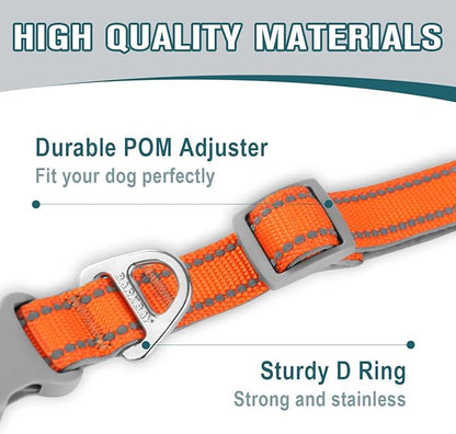Dog Collar for Medium Small Large Dogs Reflective with Leash,Collar and Leash for Dogs,Soft Neoprene Padded 2 Pack(Orange,XS)
