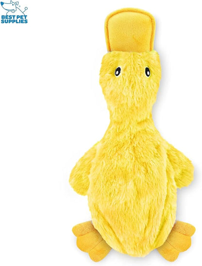 Best Pet Supplies Interactive Squeaky Dog Chew Toy, Ideal Dog Toys for Chewers, Small, Medium & Large Dogs, and Fetch Lovers - Crinkle Duck (Yellow, Blue, Pink), Large