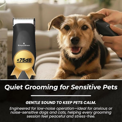 SIMPLYSHEAR Professional Dog Clippers for Grooming | High-Performance 2-Speed Corded Shears for Thick, Curly Coats & Matted Hair | Low-Noise Pet Grooming Kit with Heavy Duty Hair Trimmer, Black