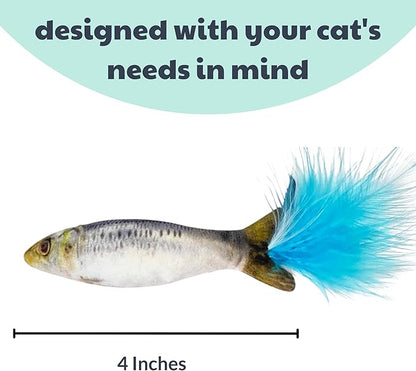 Huxley & Kent Plush Cat Toy - Interactive Catnip Toy for Cats & Kittens - Soft with Crinkle & Catnip - Fun Indoor Play - Sardine