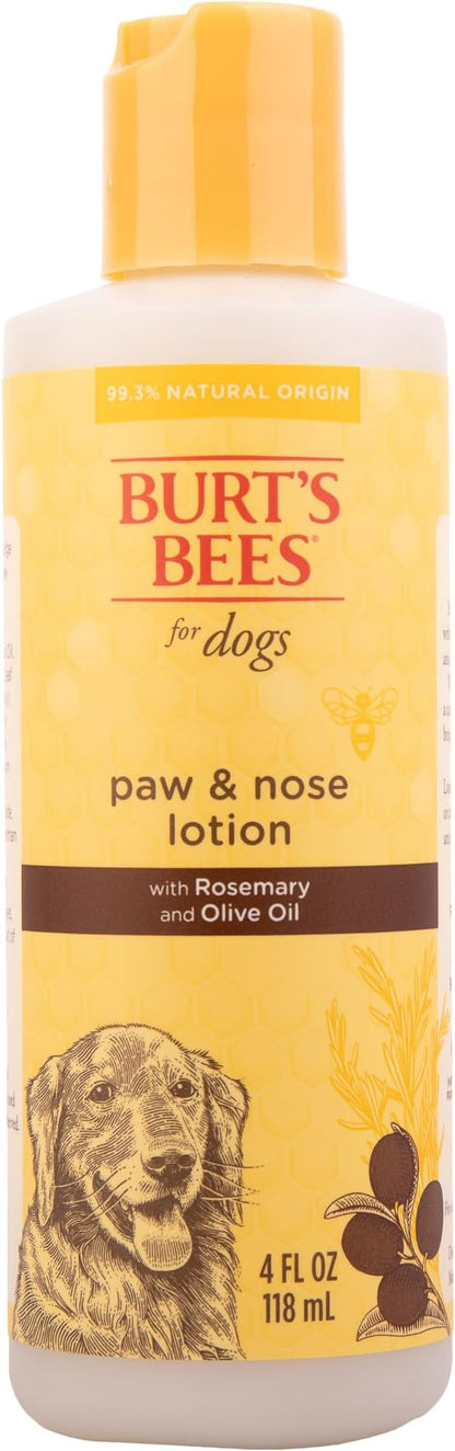 Burt's Bees for Pets Paw and Nose Lotion with Rosemary and Olive Oil, 99.7% Natural Origin Formulas, Dog Paws and Pad Moisturizer, Canine Nose Soothing Formula, 2pk, 4oz