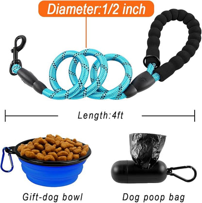 BARKBAY Dog Leashes for Large Dogs Heavy Duty Dog Leash 4/5/6 FT with Comfortable Padded Handle and Highly Reflective Threads for Medium Large Dogs Walking Training Running (4FT-1/2'',Blue)