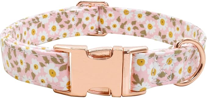 Metal Buckle Dog Collar, Durable Adjustable Dog Collar Soft for Small Medium Large Dogs (001-Pink, S(10-14in)