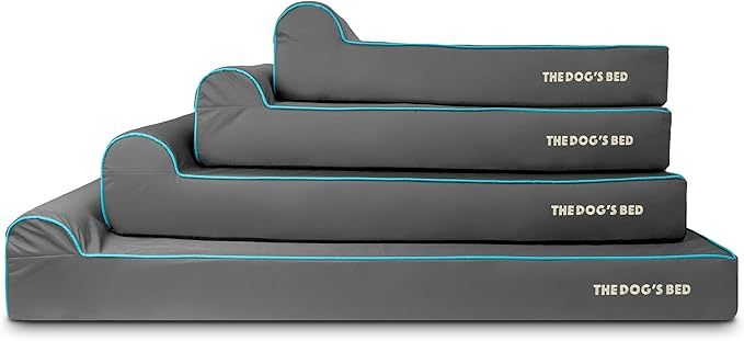 The Dog’s Bed Orthopedic Headrest Dog Bed XXL Grey/Blue, Memory Foam, Pain Relief for Arthritis, Hip & Elbow Dysplasia, Post Surgery, Lameness, Waterproof Washable Cover, Veterinary Approved